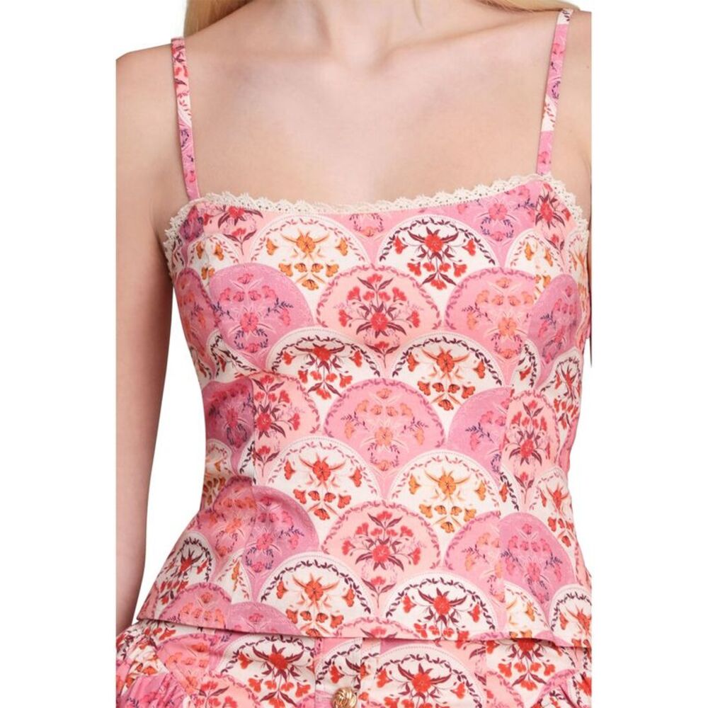 Avec Les Filles Womens  Peplum Linen-Blend Tank Top